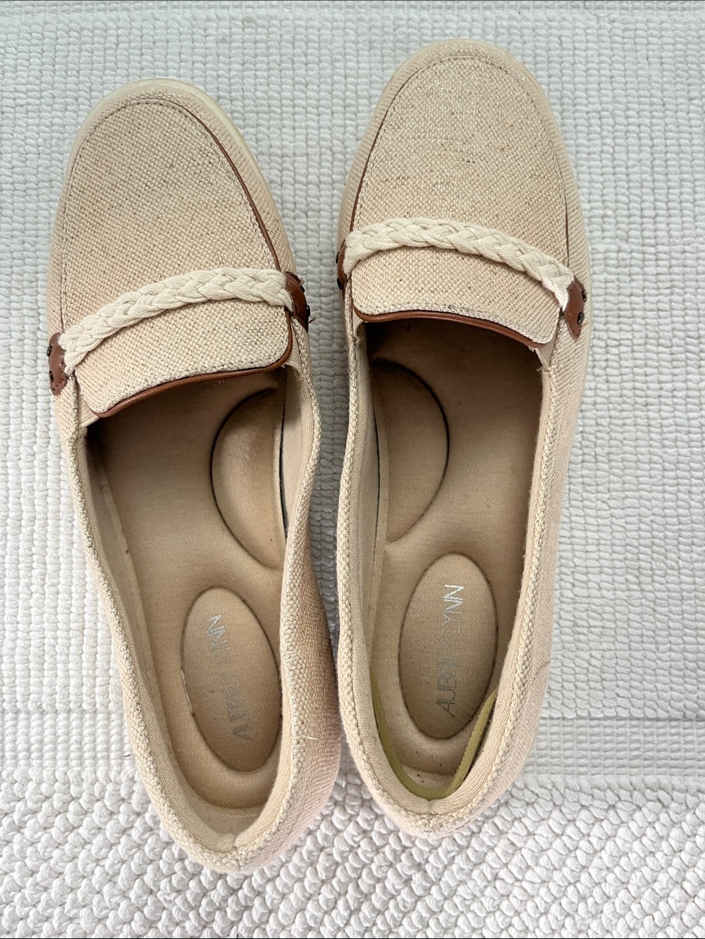 Aubrey Lynn Beige Braided Loafers for Women